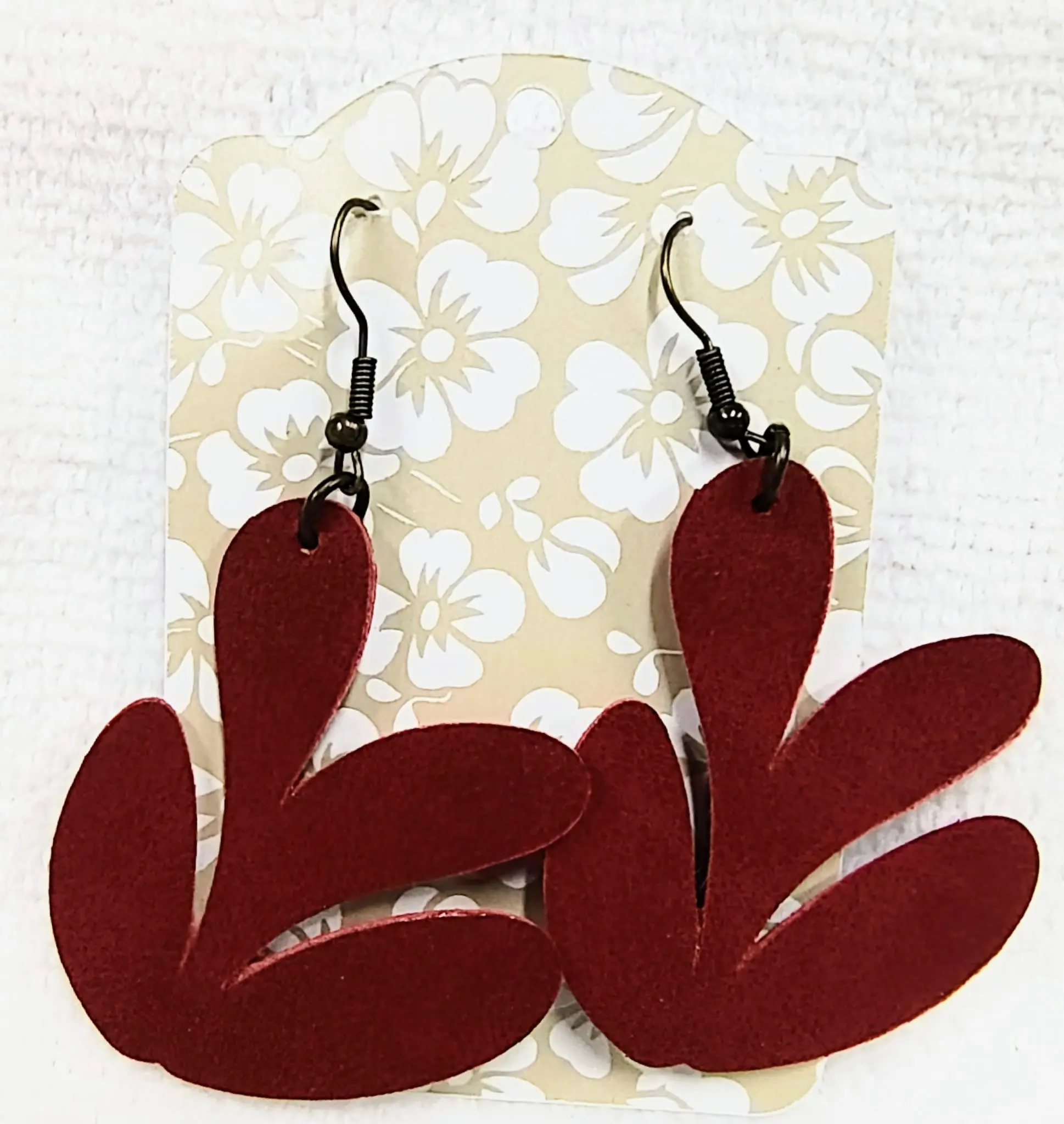 Bold Burgundy Botanical Drop Earrings
