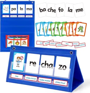 Torlam Spanish Learning Word Building Pocket Chart, Spanish Vocabulary Games  Sight Words Flashcards Languages Spelling Reading Phonics Games, Durable Material