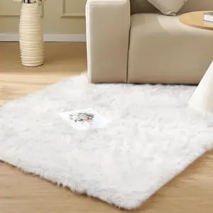 White Faux Sheepskin Shaggy Fur Rug for Living Room Soft Plush Machine Washable 4x6 Area Rugs for Bedroom Nursery Rug