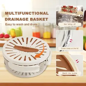 Multipurpose Drain Basket with Fine Holes and Handles (for Fruits and Vegetables) - BPA Free Plastic Kitchen Utensils - Kitchen Utensil Basket Salad Basket | Wash, Store, and Serve in One!