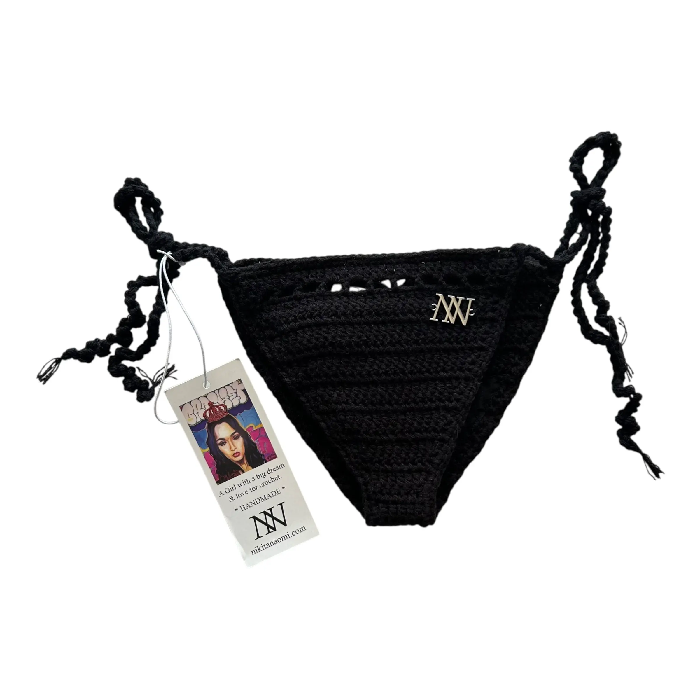 Black Nova Crochet Bikini Bottom by Nikita Naomi