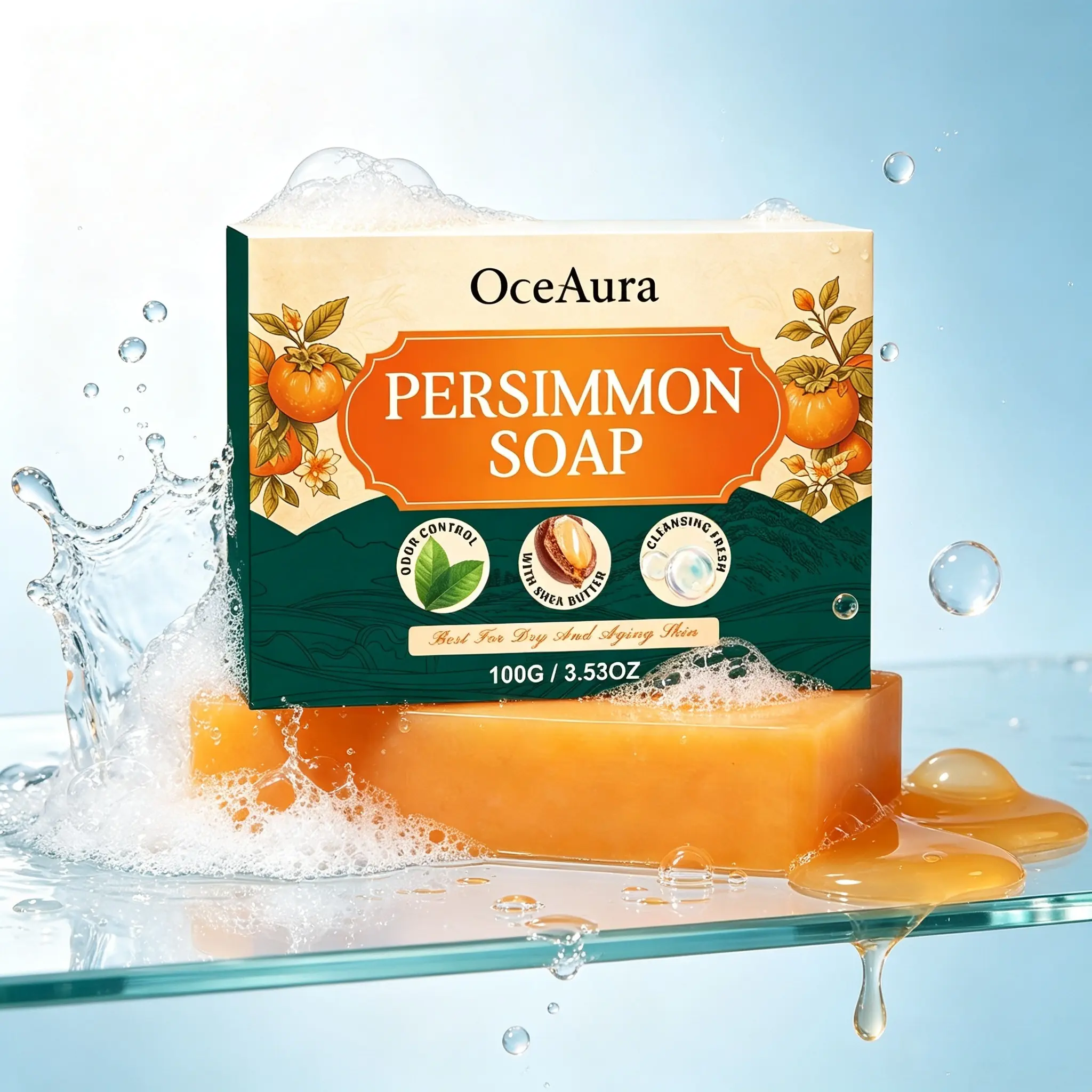 Persimmon Cleansing Soap - Gentle Ingredients For Cleansing The Skin, Leaving It Smooth, Refreshing And Clean. A Refreshing Care Soap.