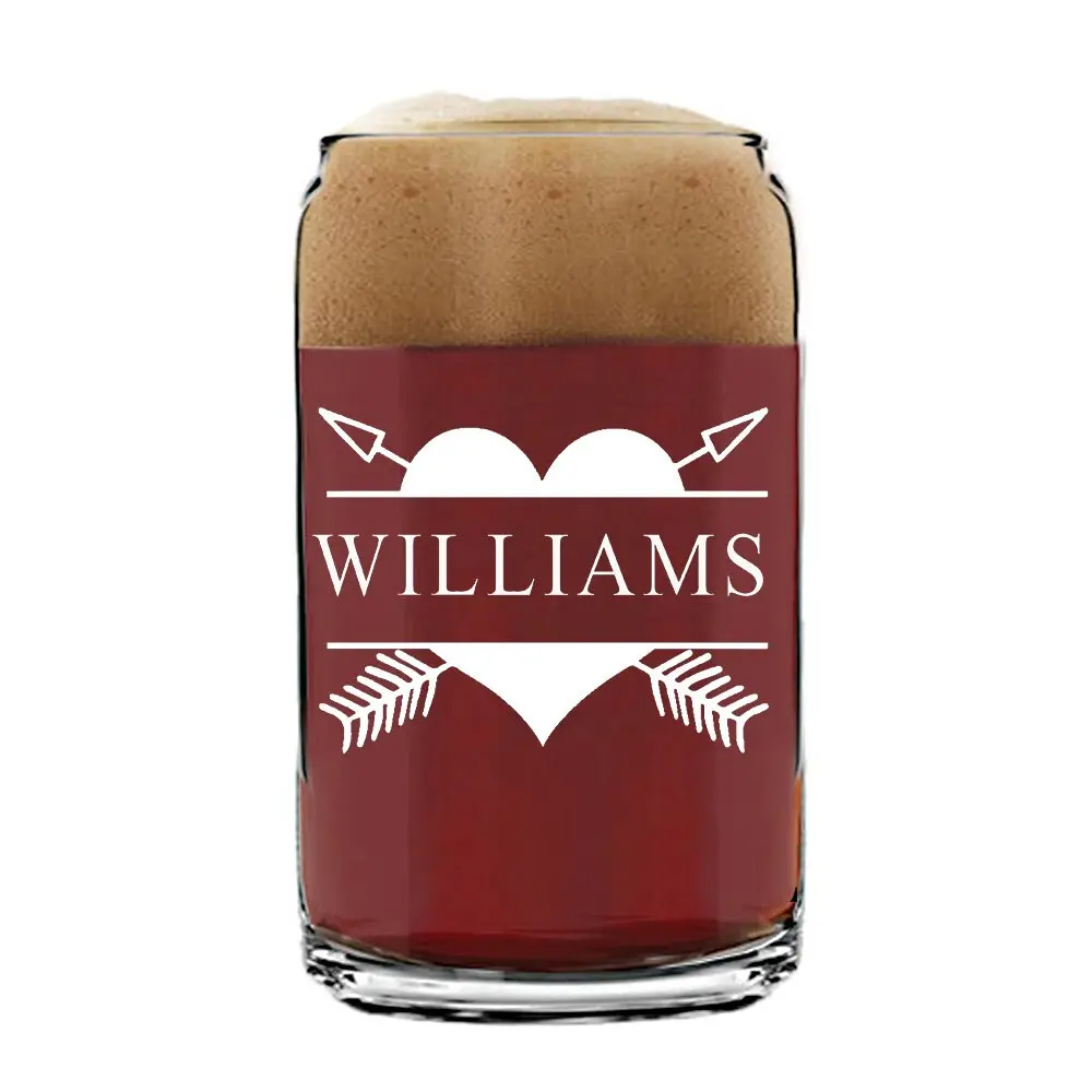 Personalized Heart Beer Glass, Split Monogram Beer glass, Custom Beer Glass  , Engraved Pint Beer ,Groomsman Gifts,Beer Gift