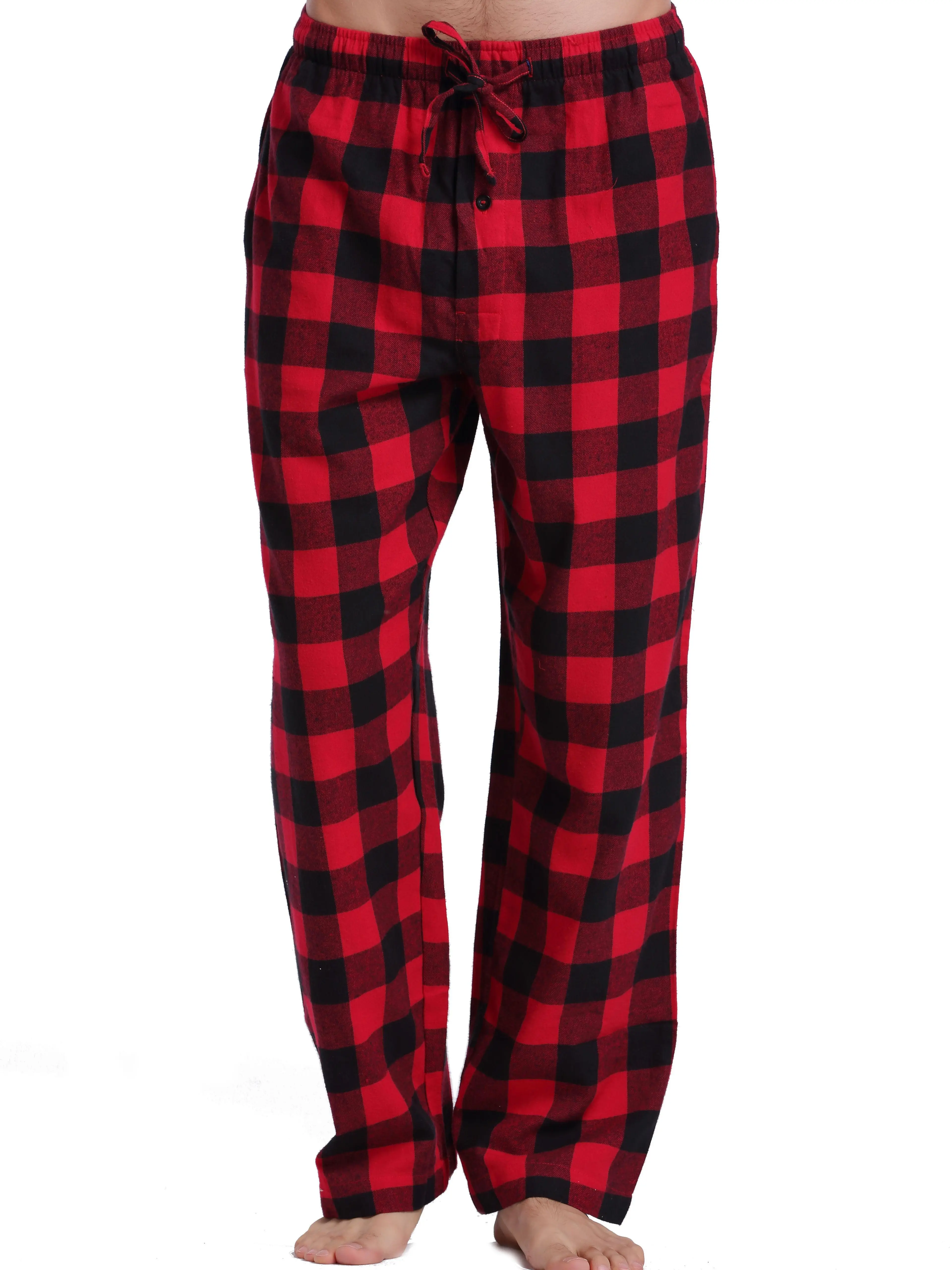 CYZ Men's Stylish Plaid Pajama Pants, Relaxed Fit Cotton Flannel Fabric, Casual Loungewear Bottoms with Pockets
