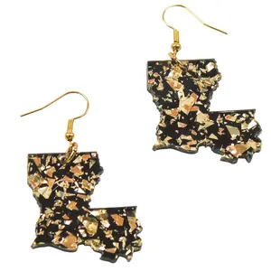 Louisiana State Black and Gold Acrylic Earrings (Pair)