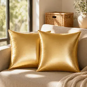 Two-Piece PU Leather Luxury Pillow Covers, 45cm X 45cm, Ideal for Living Room, Bedroom, Outdoor, Elegant Home Decor