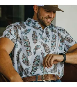 2026 Master PGA Fashion Top Trendy Vexi Golf Polo – Feather Print, Moisture-Wicking Comfort