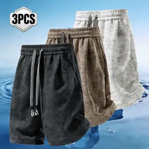 New men's retro textured drawstring shorts, summer tie dye gradient loose casual trend versatile shorts