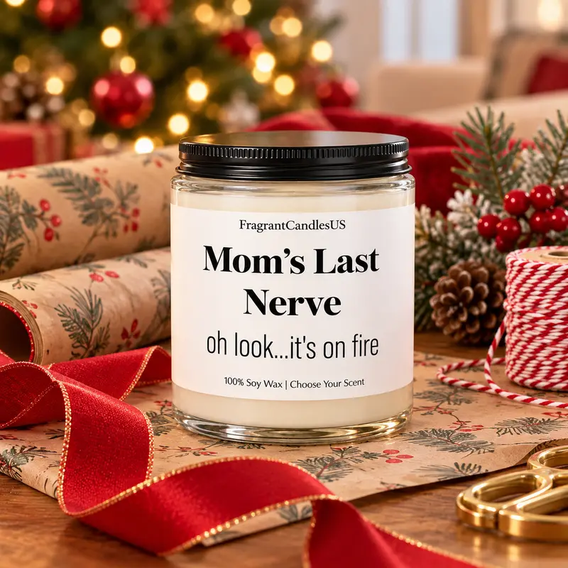 Funny Gifts for Mom, Mom's Last Nerve Candle, Christmas Gifts for Mom, Holiday Stocking Stuffers, Birthday Gift from Daughter or Son, Mother's Day Present, Secret Santa Gift, Winter Scented Soy Candle, Funny Motherhood Gift, Unique Mom Gift Idea, mom gift