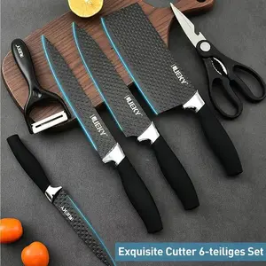 6-Piece Professional Kitchen Knife Set – Rust-Proof Stainless Steel with Peeler & Scissors | Ideal for Home Cooks & Gourmet Chefs – Ultra-Sharp Blades, Ergonomic Grip