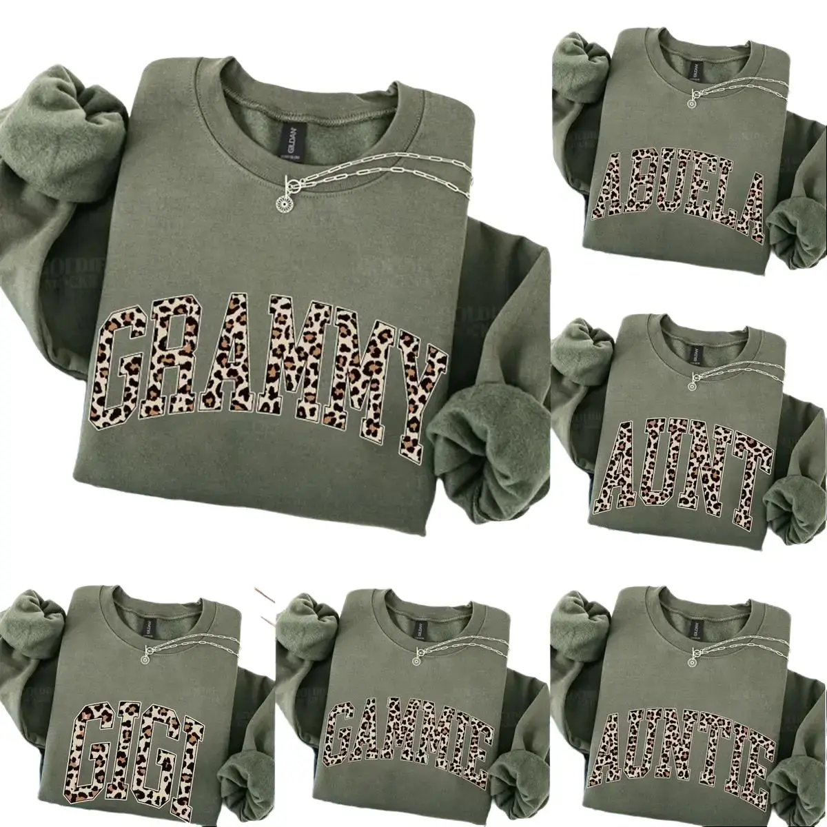 Custom Leopard Mama Sweatshirt, Personalized Mother's Day Gift, Black Crewneck for Mom Nana Gigi Mimi Granny Auntie, Retro Varsity Letter Pullover, Trendy Cheetah Print Gift for New Mom - Printfamil