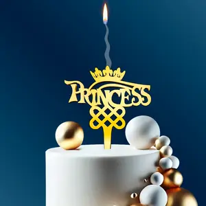 "PRINCESS" Food-Safe Gold Cake Topper Candle – Elegant and Reusable Decoration for Birthdays, Astrology-Themed Parties, and Celebrations