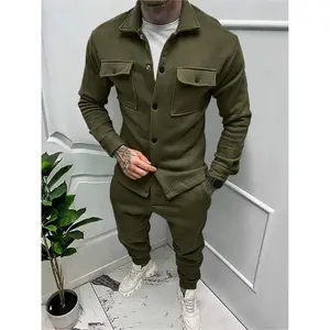 Men's Fleece Lined Workwear Set, Spring & Fall Fleece Jacket and Pants, Outdoor Hunting Set, Vintage Pilot Jacket and Pants, Lightweight Travel