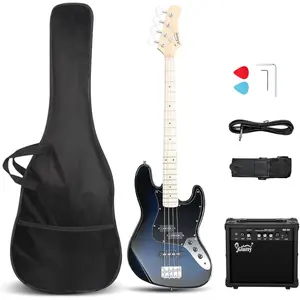 GLARRY Bass Guitar Full Size 4 String Exquisite Stylish Bass with Guitar Bag Power Line and Wrench Tool GLARRY Bass Guitar Full Size 4 String Exquisite Stylish Bass with Guitar Bag Power Line and Wrench Tool