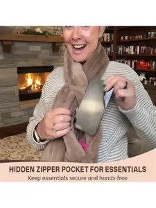 Soft Faux Fur Pull-Through Scarf with Hidden Zipper - Fashionable Gift Idea