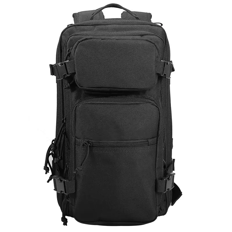 YAKEDA BK-2541 Unisex Youth Military-Inspired 28L 600D Polyester Durable Multi Compartment Backpack with Standard Buckles, Zipper - Hiking Trekking Rucksack