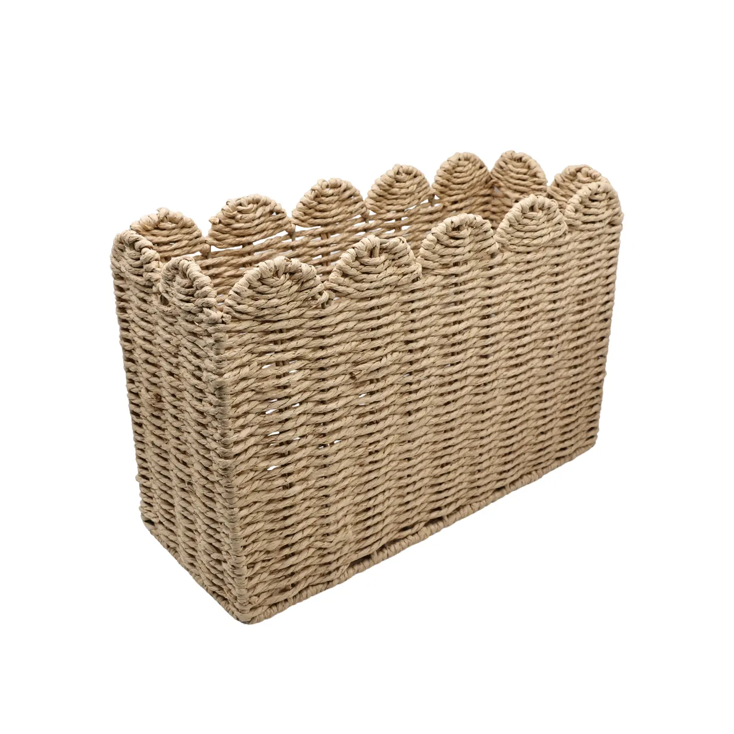Jecoupoon Large Capacity Rectangle Paper Rope Storage Basket - Woven Desktop Organizer Bin for Home Counter, Cabinet Use