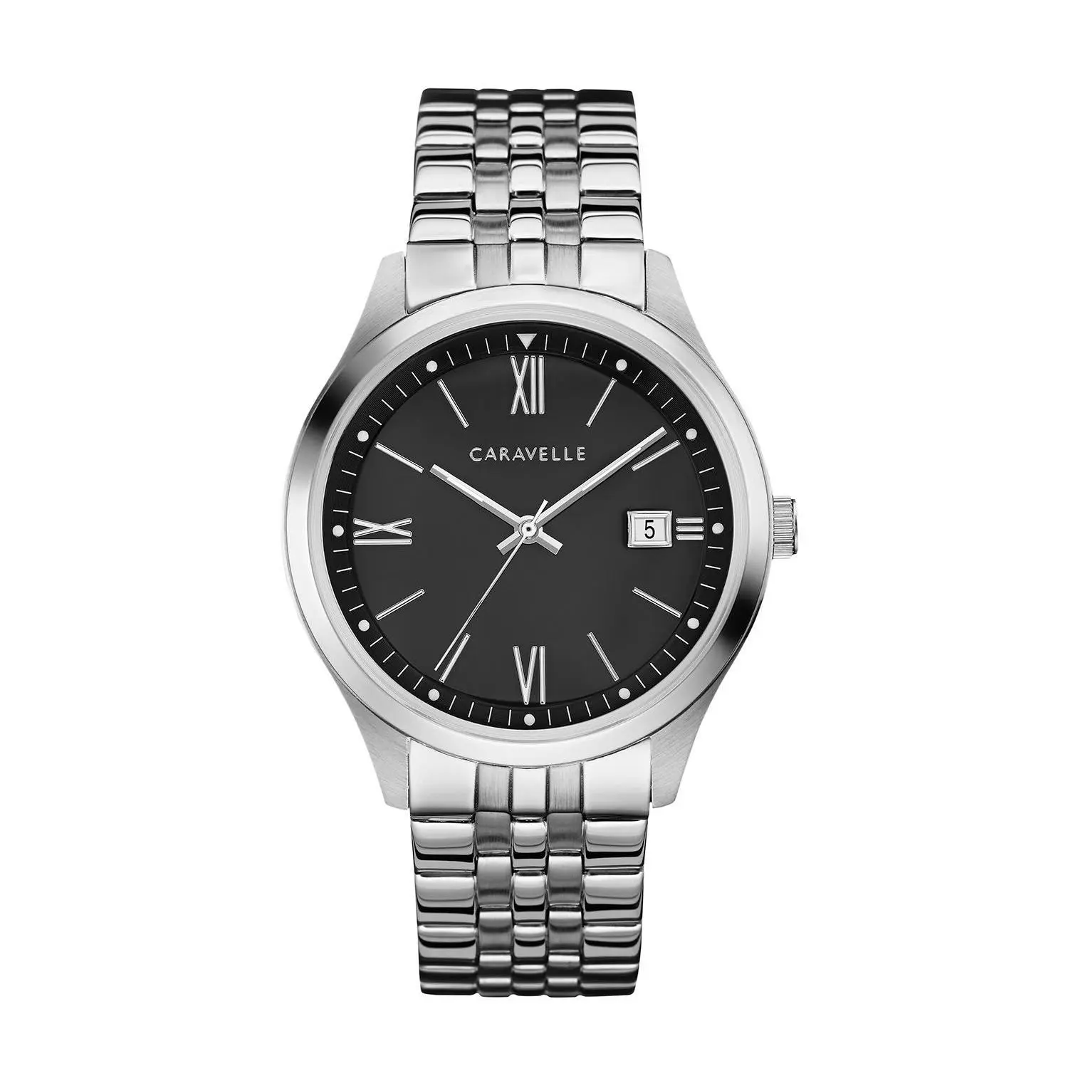 Caravelle by Bulova Men's Stainless Black Dial Watch