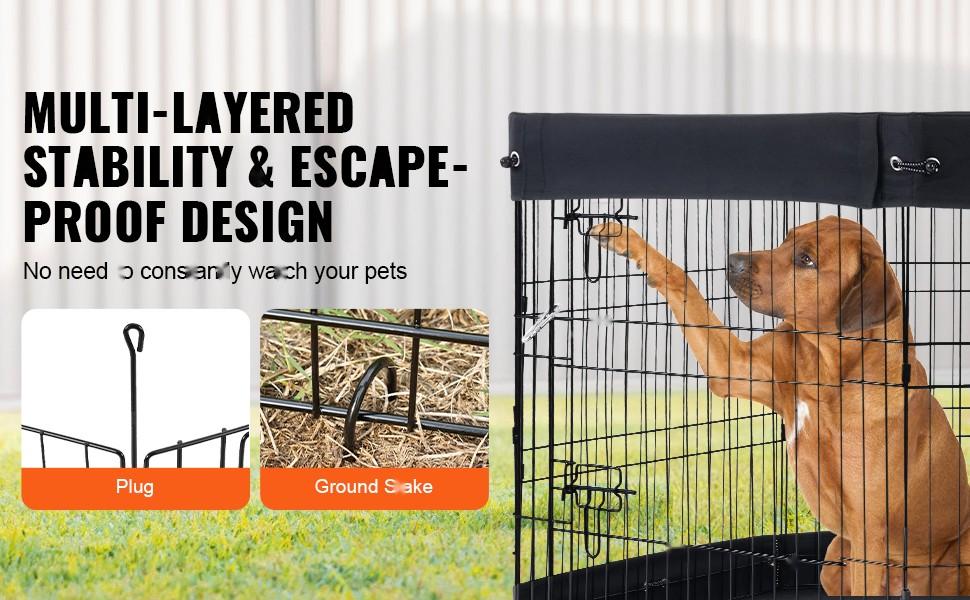 Dog Playpen 8 Panels Foldable Metal Exercise Pen With Pad Cover 30-Inch Height, Portable Indoor Outdoor Pet Enclosure, Easy Assembly Freestanding Modular Design For Training And Containment Of Medium To Large Dogs