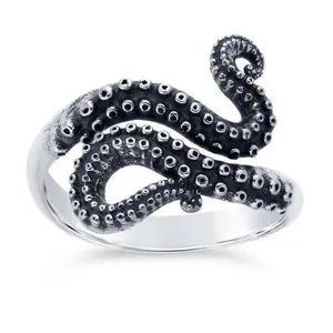 Sterling Silver Octopus Tentacle Ring, Adjustable
