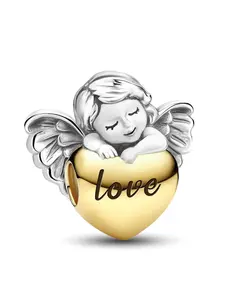 1Pc New Design Love Angel Beaded Charm Minimalist Heart Charm DIY Jewelry Making Kit for Bracelet Creative Craft Material Holiday Gift Pendant Women Birthday Gift Daily Wear Accessories