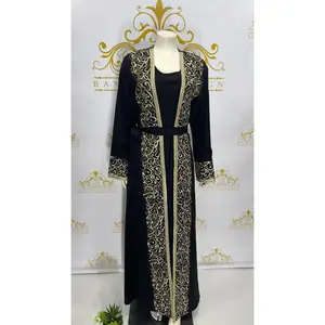 Abaya Cardigan Set 2 Pcs. Calligraphy Embroidery Arabic Letters