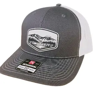 Sunseeker424 Leatherette Trucker Hat with Mountain & Sun Design - Adjustable Snapback for All-Day Wear - Perfect for Sunrise Hikes & Sunset Cruises