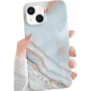 Case compatiable with iPhone 13 6.1 inch, unique Grey marble print pattern agate slice stone design soft TPU slim fit protective phone case cover for women girls Grey