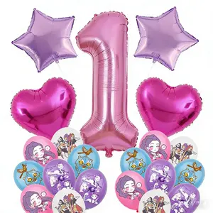 Kids' "Idol" Theme Birthday Balloon Set - Includes 32-InchNumber "9" Foil Balloon, Heart & Star Balloons, and PrintedLatex Balloons - Birthday Party Decoration Supplies