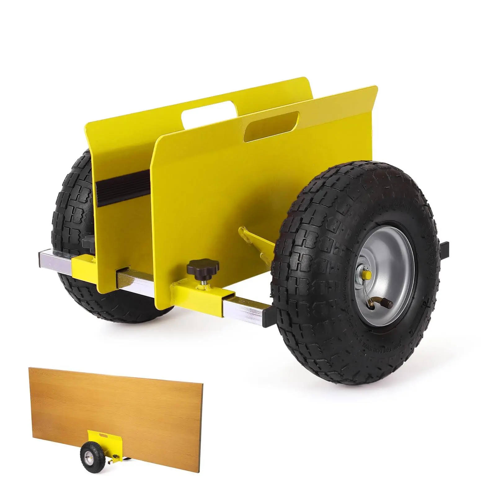 Plate Trolley, 272 kg Load Capacity, with 25.4 cm Rubber Air Tyres, Clamp Cart, Plate Transporter with Universal Wheels, Transport Aid, Plate Roller, Platform Trolley, Trolley,Yellow