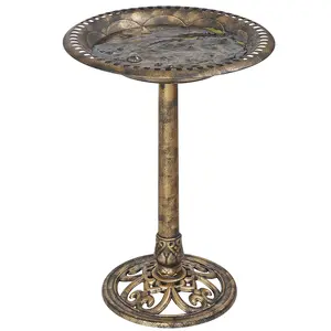 ZENY 28" Lightweight Weatherproof Wild Bird Bath Feeder, Standing Rustic Look Outdoor Garden Patio Decor, Bronze Bird Supplies, Easy Clean Wipe Down Feeding Tool