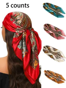 Women's Boho Style Paisley Print Square Scarf, Fashionable Soft Comfortable Hair Band for Daily Wear, Casual Versatile Hair Accessories for Women & Girls