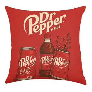 Vintage Dr Pepper Throw Pillow Cover Linen Material,Single-sided printing,No Inserts Included, Dr Pepper Throw Pillow Cover for Home Couch Sofa Living Room 2025 Decor.
