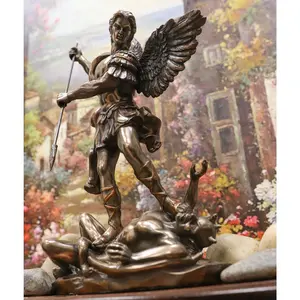 Ebros Saint Archangel Michael Piercing Lucifer With Spear Decor Figurine 10.25"H