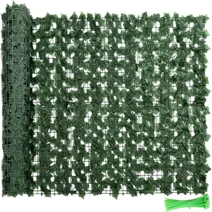 Faux Ivy  Fence Screen, 138x39 in Artificial Ivy  Fence, Artificial Ivy Vine and Green Leaf Hedge Panels for Outdoor Wall Decor, Balcony, Patio, Apartment, Garden, and Yard