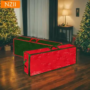 Nzii Christmas Wrapping Paper Storage Container, Tear Proof Organizer with Interior Pockets, Fits Ribbons & Ornaments, Holiday Accessory, Waterproof Storage Bag