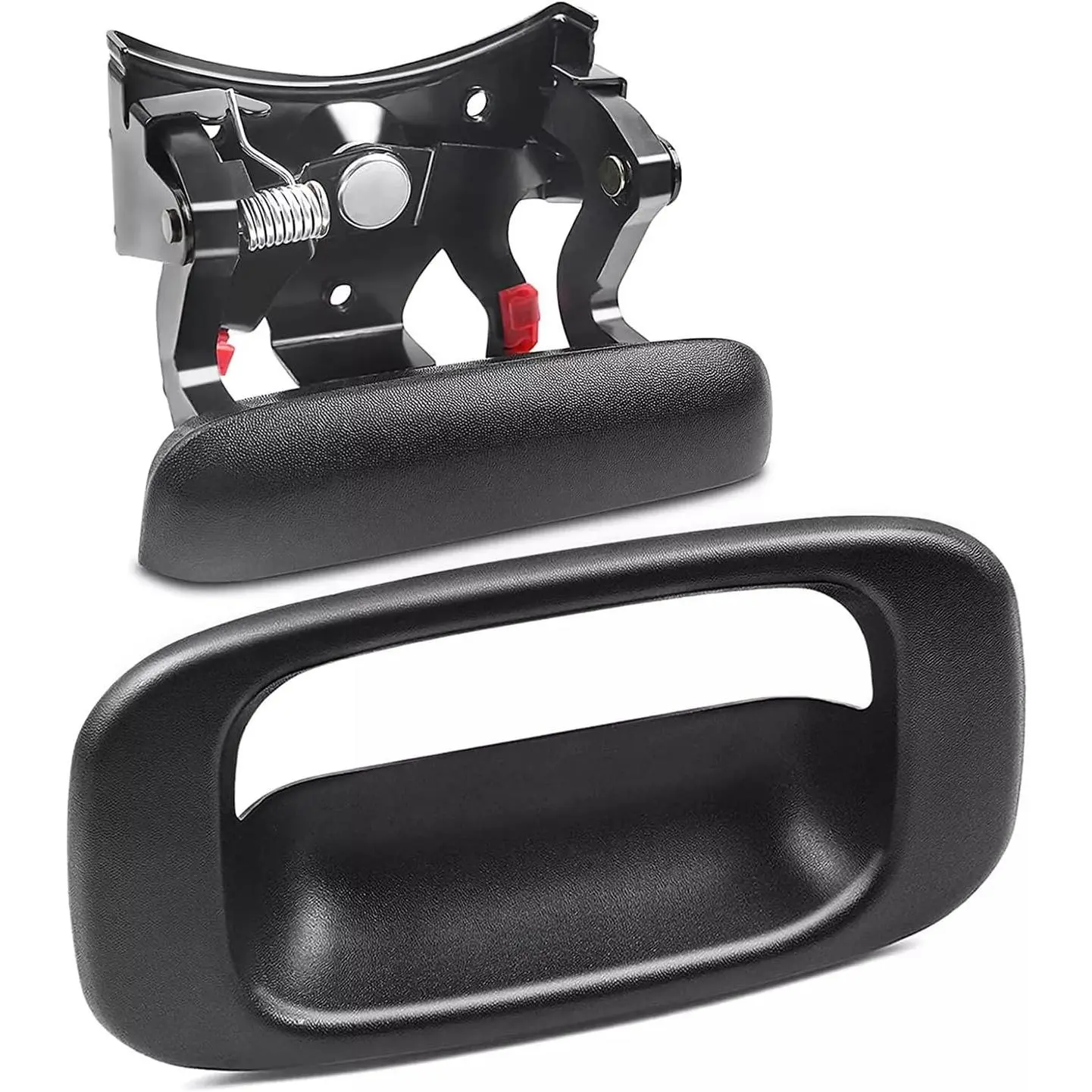 Tailgate Handle with Latch, Bezel Trim & Rod Clips| Fits 1999-2007 Chevy Silverado & GMC Sierra 1500/2500/3500 Trucks| Replaces OEM Parts#15997911,#15228539,#15228541,#15228540