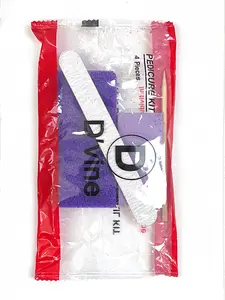 4-Piece Pedicure Kit, 200-Count, Individually-Packed, Purple Pumice Pad, Wood Nail File, Mini Buffer and Wood Stick