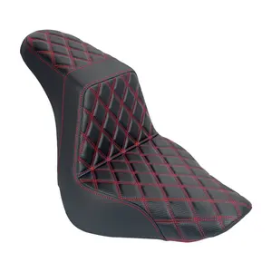 2-Up Driver Passenger Seat Red Diamond Stitching Leather Cushion Fit For Harley Breakout FXBR FXBRS 2023-2025 Fat Boy FLFB FLFBS 2018-2025 Softail