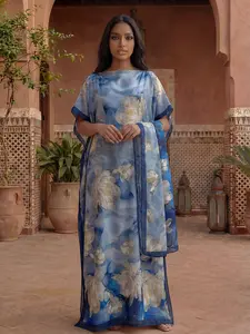 Women's Spring Summer Floral Print Robe Set, Thin Loose Boho Style, Long Shawl Scarf, Beach Sun Protection Satin Silk