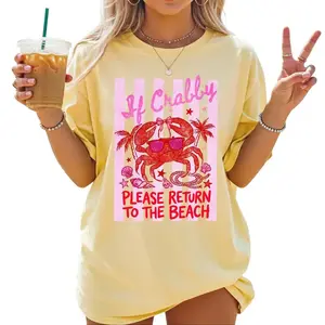 If Crabby Please Return To The Beach Comfort Colors T-Shirt, Funny Beach Shirt, Retro Summer Tee, Coastal Graphic Tee, Vintage Beach Gift - DarkFlex
