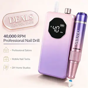 SAVILAND 2026 Professional Nail Drill, 40000RPM Electric File for Acrylics – 30S Fast Removal, Low Noise, Rechargeable, Long-Lasting Battery for Manicure, Pedicure, Tech & Salon Use