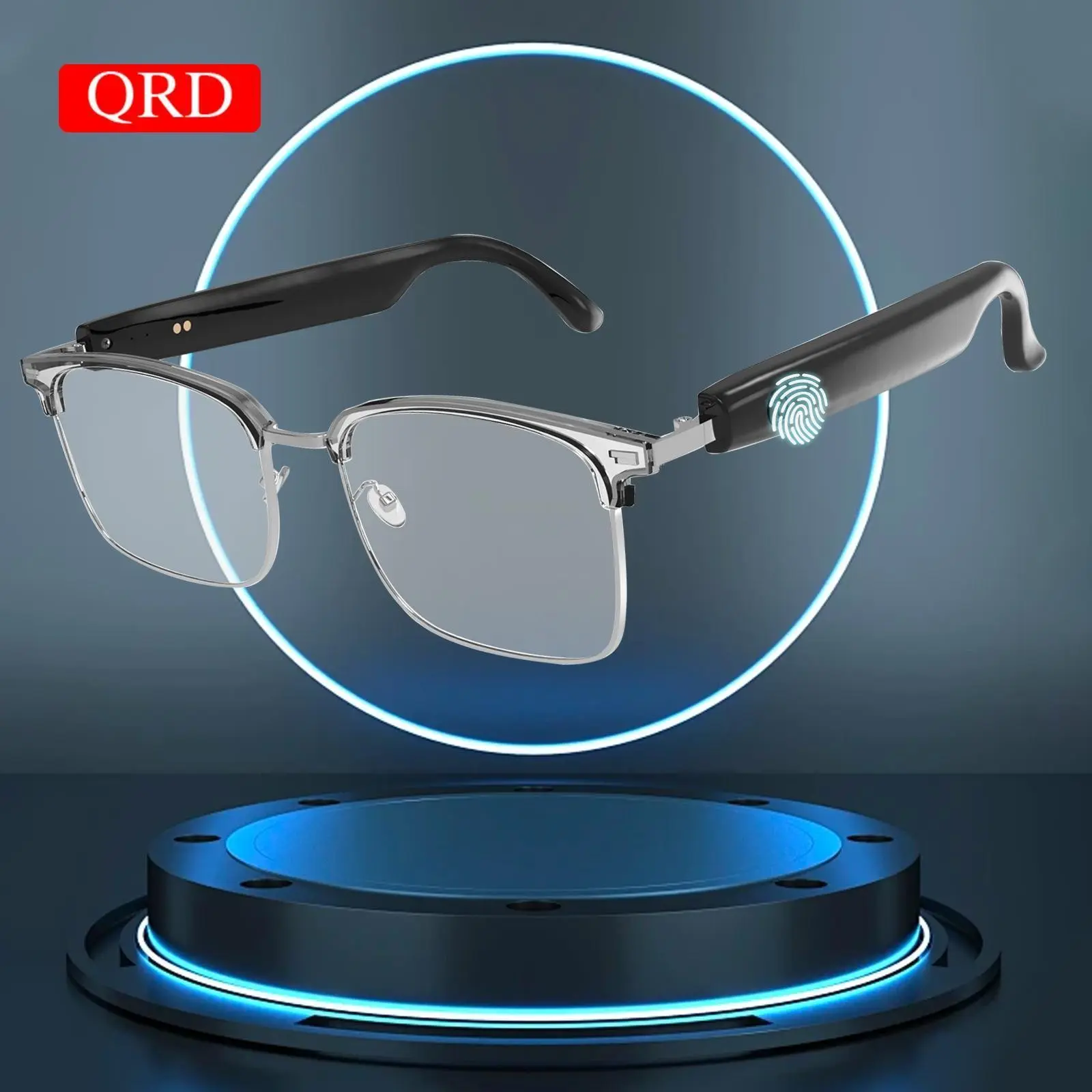 QRD GS-13 Bluetooth-compatible Audio Wearable Multifunctional Smart Glasses with Photochromic UV Activated Lenses, Metal Frame, Surround Sound, BuiltIn Microphone, HandsFree Calling