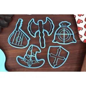 Tabletop RPG Class Cookie Cutter Set - Barbarian Bard Wizard Rogue Paladin Symbols for Fun Gaming Treats