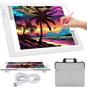 New A4 Rechargeable LED Light Pad with Carry Bag, Innovative Stand and Top Clip, Wireless Light Box Stepless Dimmable and 6 Levels Brightness Cordless Light Board for Tracing Weeding Vinyl (White