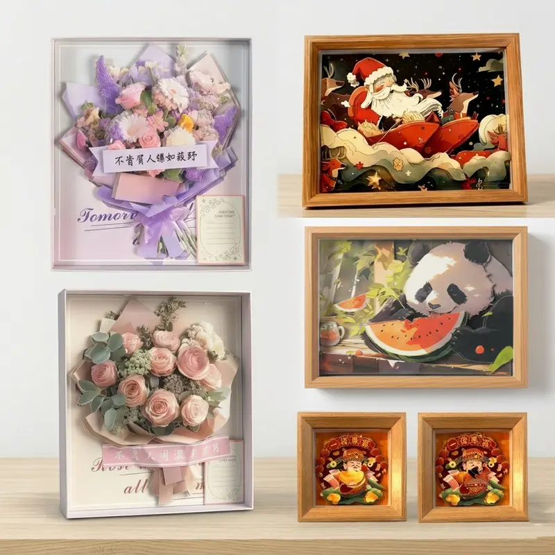 God of Wealth 3D Paper Art Frame DIY Layered Craft Kit Traditional
