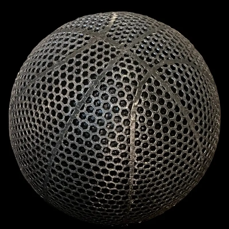 Ace Airless Basketball 29.5" Modern Look Quiet Play Black 3D Printed Durable Versatile Design NBA Regulation Size No Inflation Needed