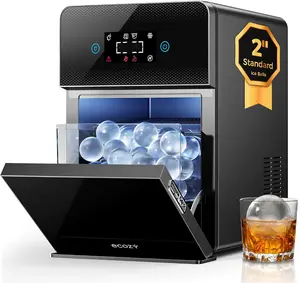 ecozy 2" Clear Ice Ball Maker with CrystalFlux Technology, 4 pcs in 40 Mins, 144 pcs/Day, Enhanced Insulation, Self-Cleaning, Automatic Water Supply, Sphere Ice Maker for Whiskey