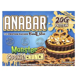 The Anabar The Protein-Packed Candy Bar®, Monster Cookie Crunch, 12 Bars, 2.39 oz (68 g) Each