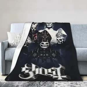 Ghost Band Papa Emeritus All Eras Collage Flannel Blend Blanket - Dark Gothic Heavy Metal Rock Band Cozy Multi-Size Throw for Fans, High-Res Print, Buttery-Soft No-Shed Premium Fabric, Durable Fade-Resistant Iconic Decor Gift summerwins